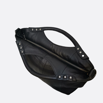 Women's genuine cowhide leather rivet bucket bag