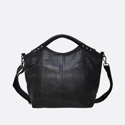 Women's genuine cowhide leather rivet bucket bag