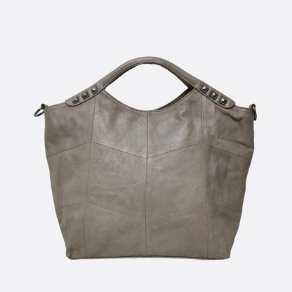 Women's genuine cowhide leather rivet bucket bag
