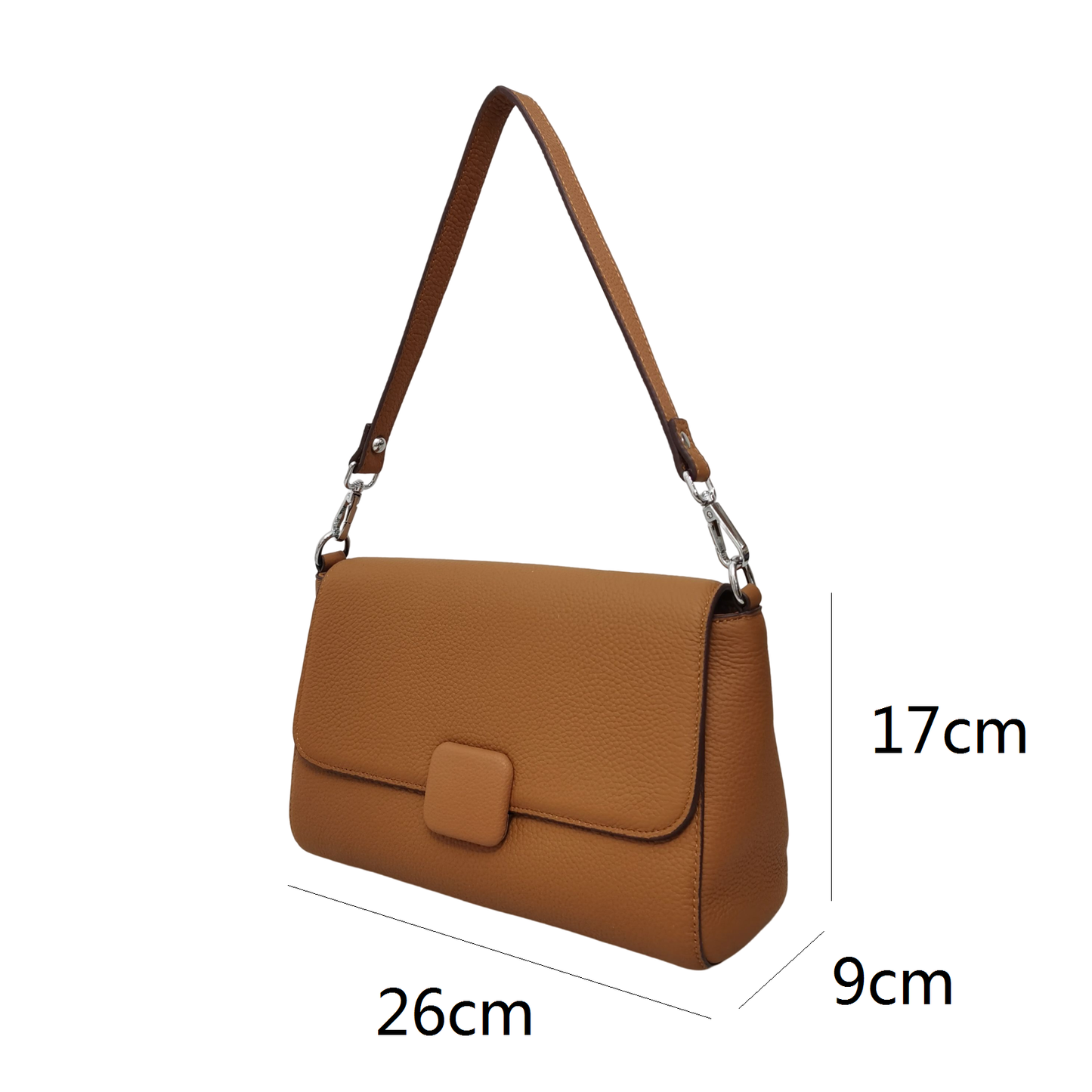 Women's genuine cowhide leather handbag Square V3 design with 2 straps by Tomorrow Closet