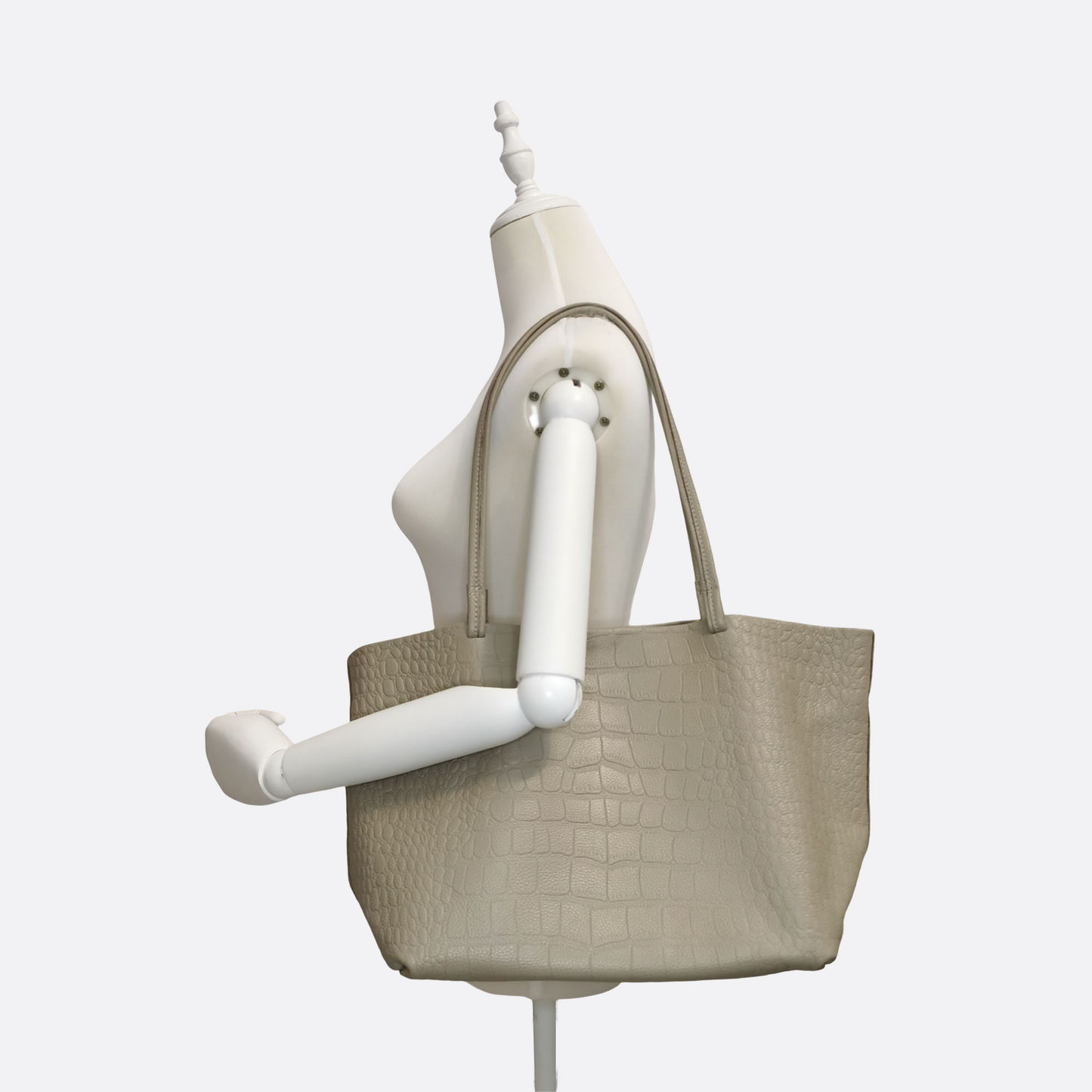 Women's genuine cowhide leather Shopping Tote in crocodile print
