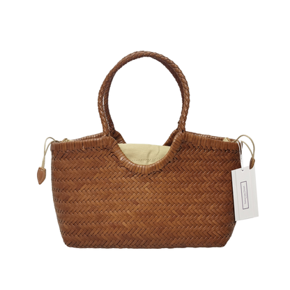 Women's handwoven genuine cowhide leather handbag Top Handle shopping tote V3