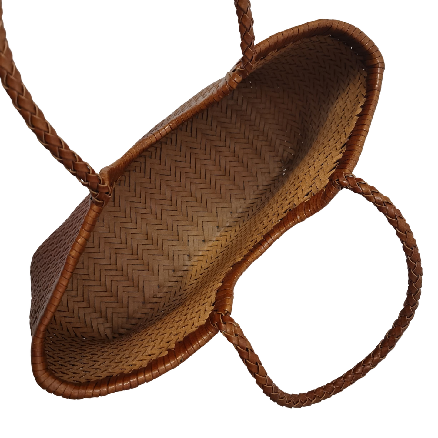 Women's handwoven genuine cowhide leather handbag Top Handle shopping tote V3