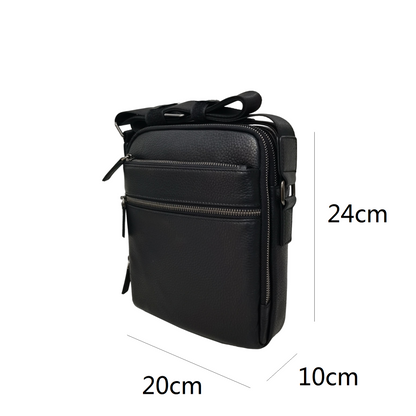 Zip design unisex genuine cowhide leather sling bag