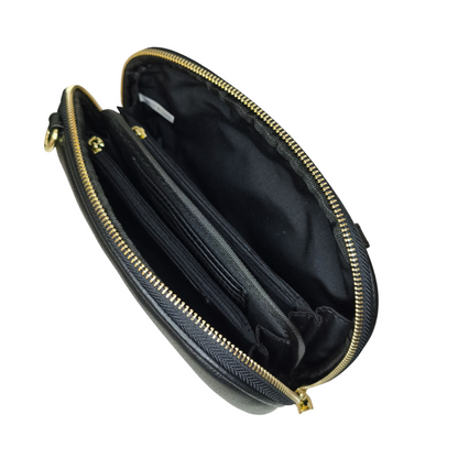 Women's genuine cowhide leather pouch bag Crescent design