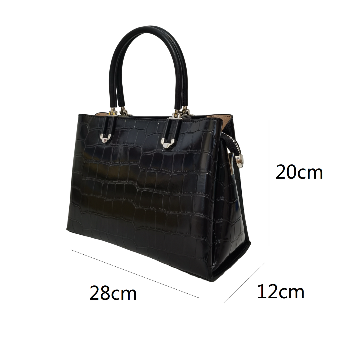 [Sale] Women's genuine cowhide leather handbag Kunis design in crocodile print