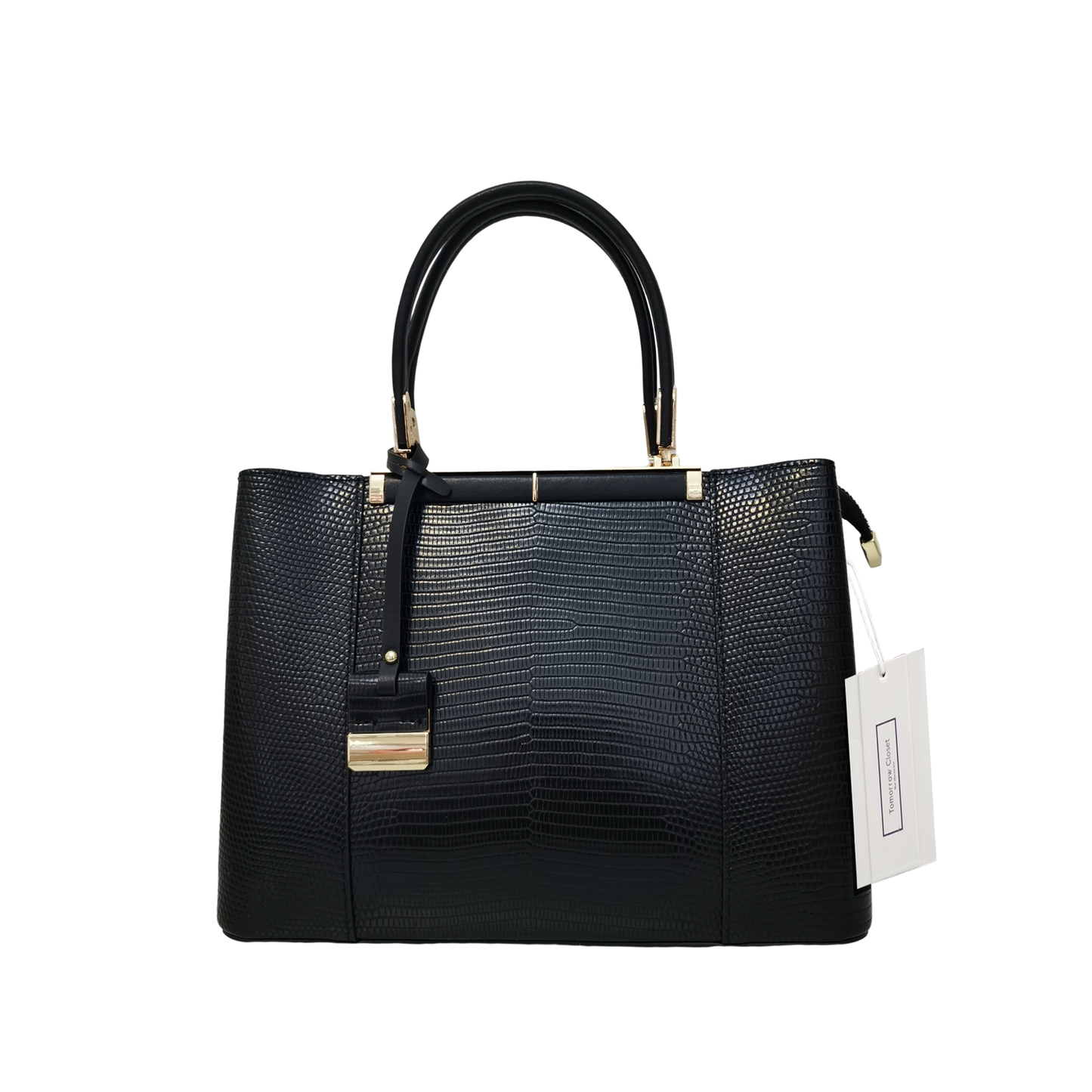 Women's genuine cowhide leather handbag Kunis design in lizard print