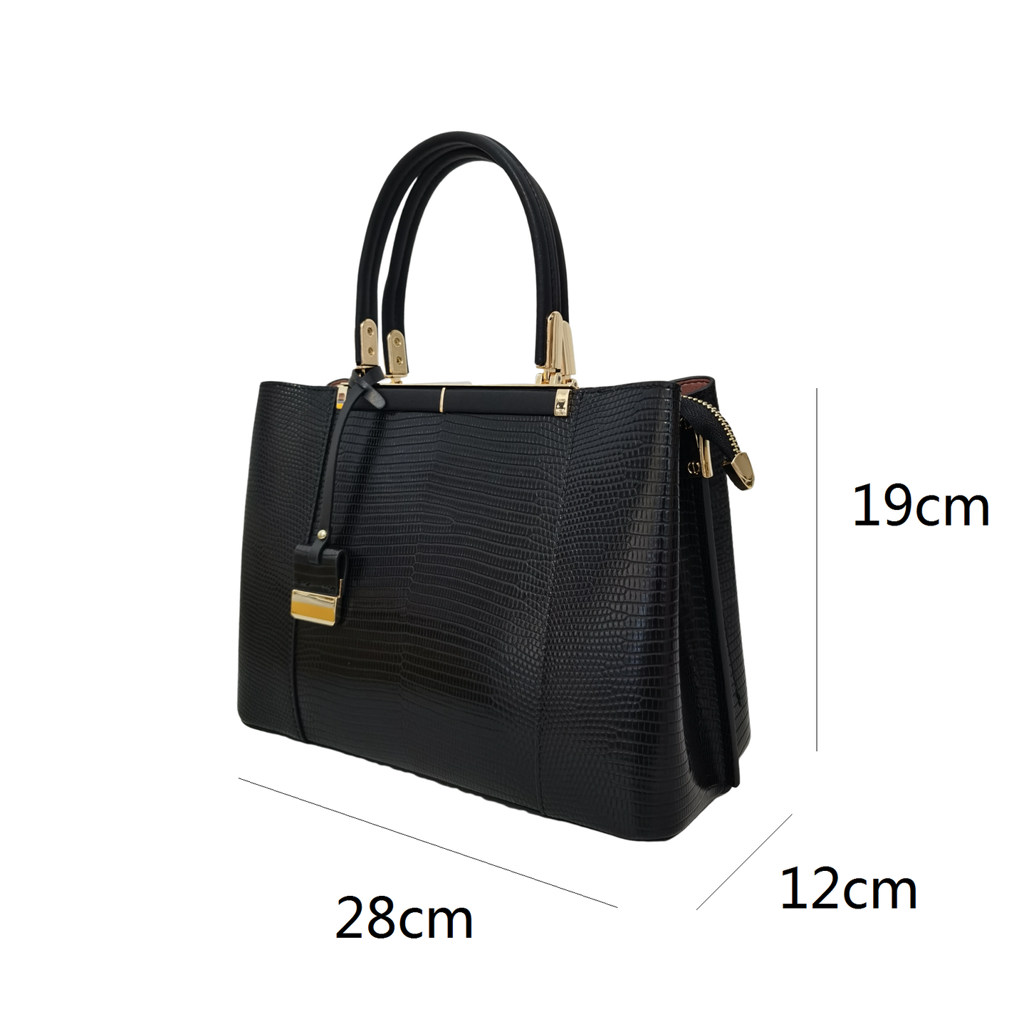 [Sale] Women's genuine cowhide leather handbag Kunis design in lizard print