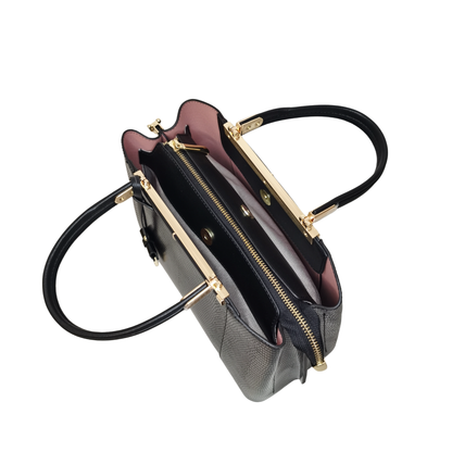 Women's genuine cowhide leather handbag Kunis design in lizard print