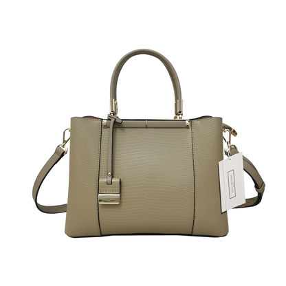Women's genuine cowhide leather handbag Kunis design in lizard print