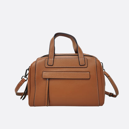 Women's genuine cowhide leather handbag Box V2 design with 2 straps