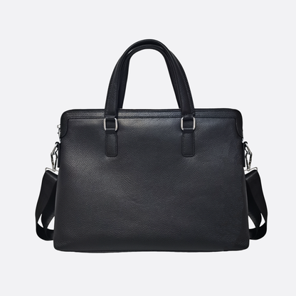 Unisex genuine cowhide leather slim briefcase laptop bag with sling Lev V2 design