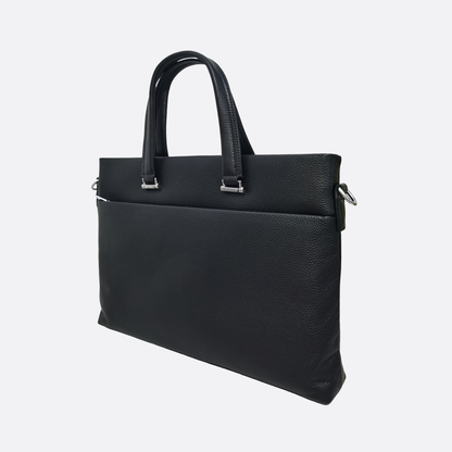 Unisex genuine cowhide leather slim briefcase laptop bag with sling Marcel V2 design