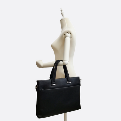 Unisex genuine cowhide leather slim briefcase laptop bag with sling Marcel V2 design