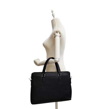 Unisex genuine cowhide leather slim briefcase with sling Lev design