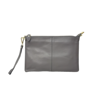 Unisex genuine cowhide leather hand clutch with sling