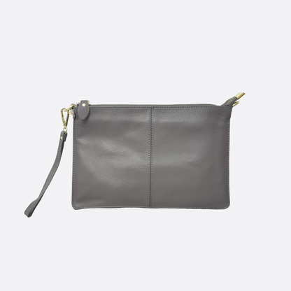 Women's genuine cowhide leather hand clutch with sling