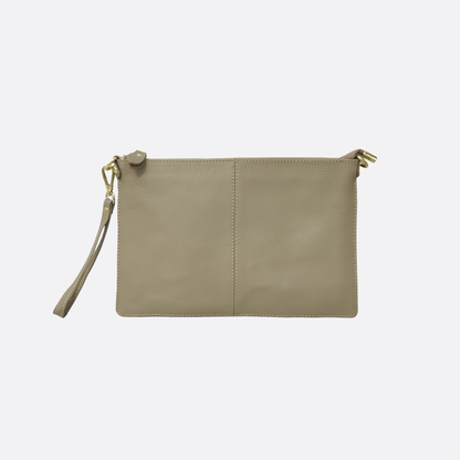 Women's genuine cowhide leather hand clutch with sling