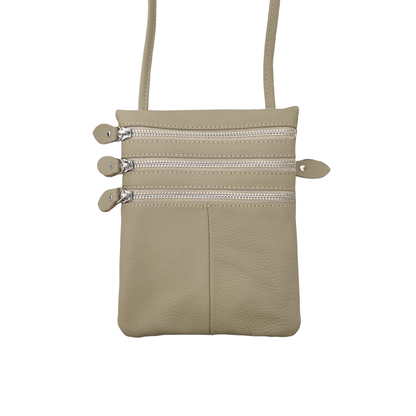 Women's genuine cowhide leather handphone bag Mirren triple zip design