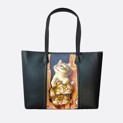 Women's genuine cowhide leather engraved tote bag Depaule design handbag