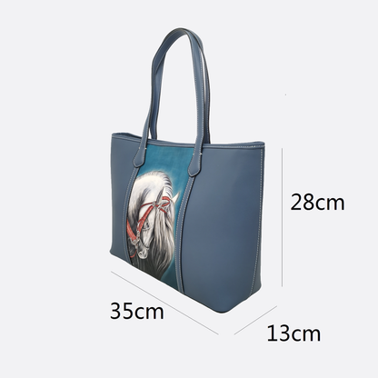 Women's genuine cowhide leather engraved tote bag Depaule design handbag