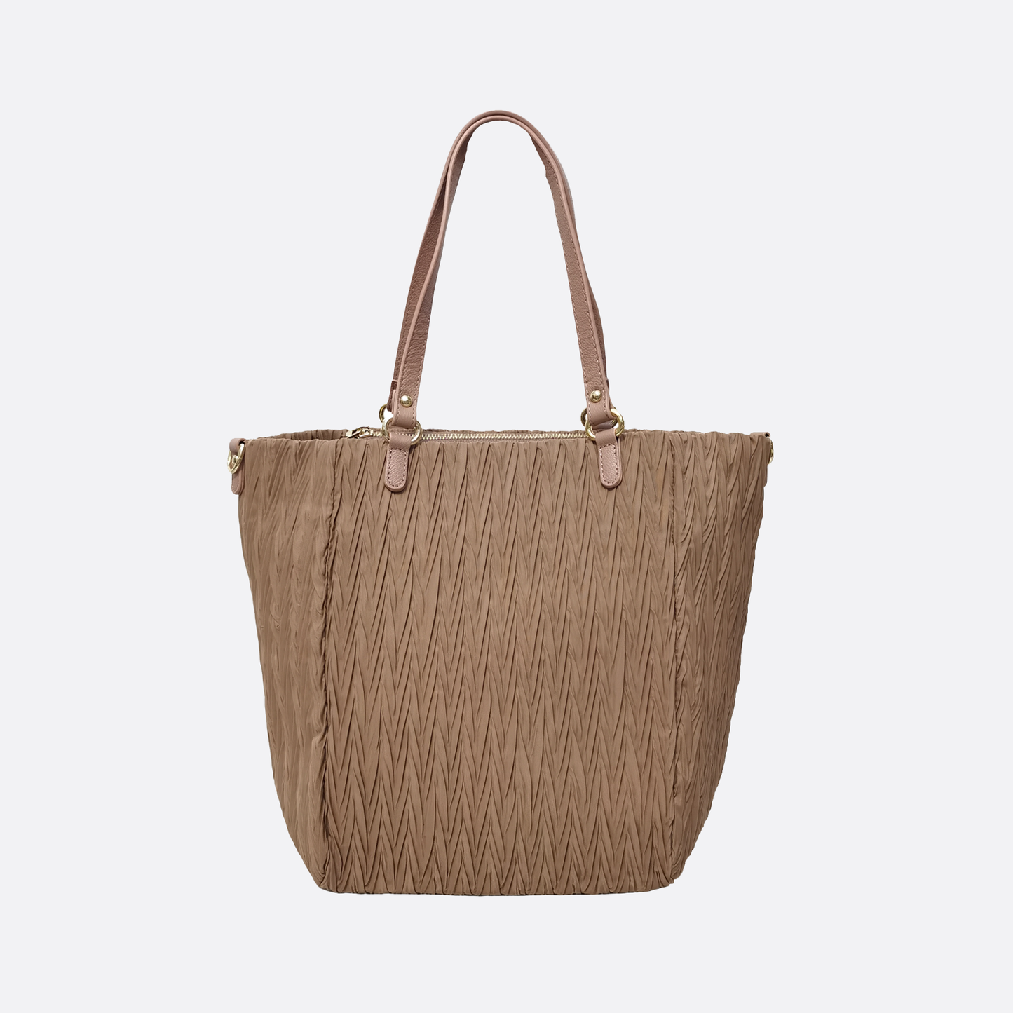 Women's nylon mix genuine cowhide leather Shopping Tote