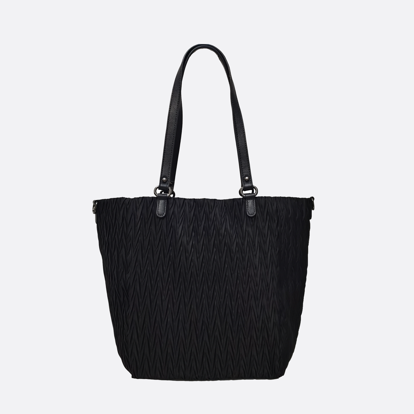 Women's nylon mix genuine cowhide leather Shopping Tote
