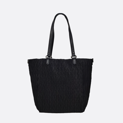 Women's nylon mix genuine cowhide leather Shopping Tote