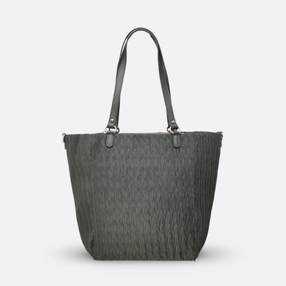 Women's nylon mix genuine cowhide leather Shopping Tote