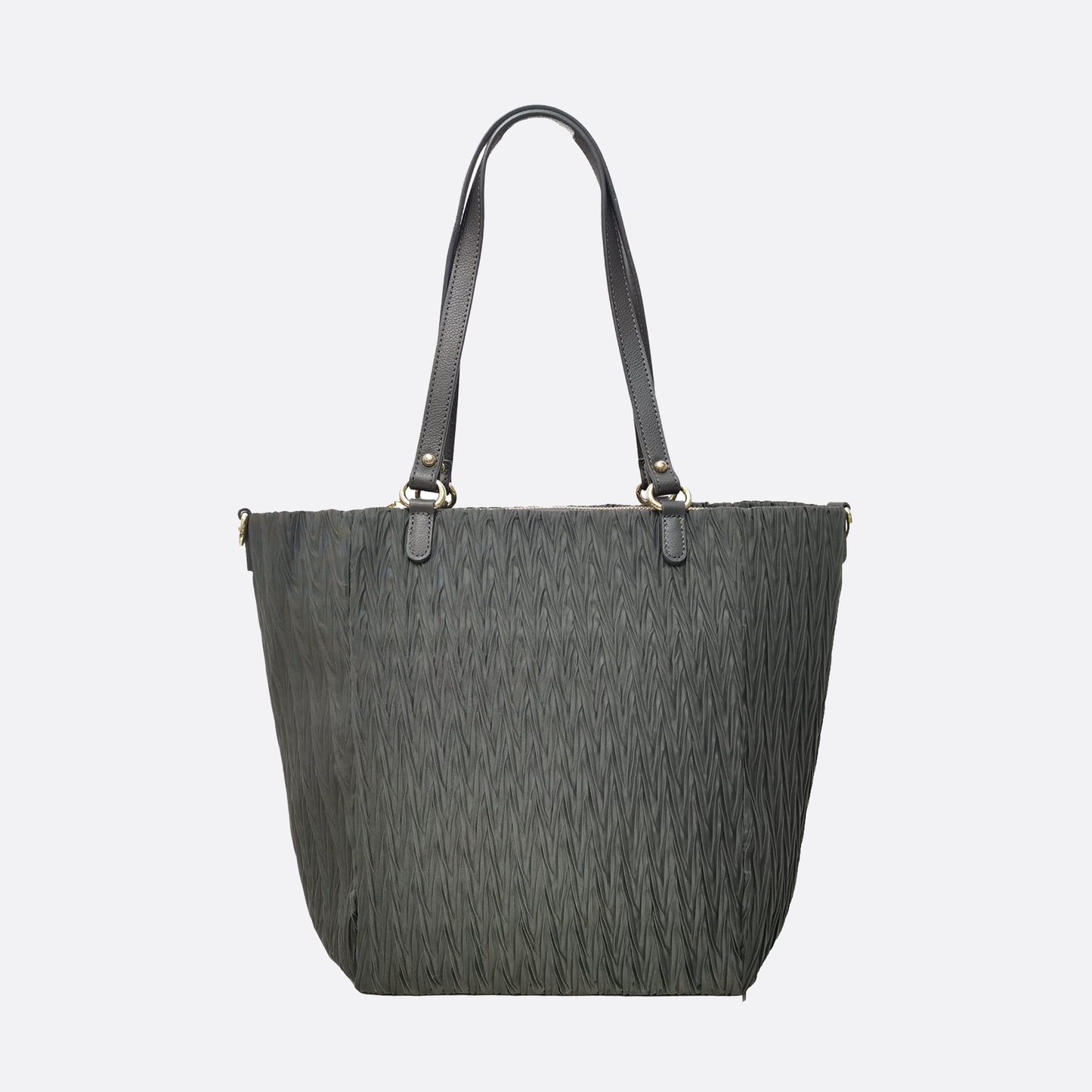Women's nylon mix genuine cowhide leather Shopping Tote