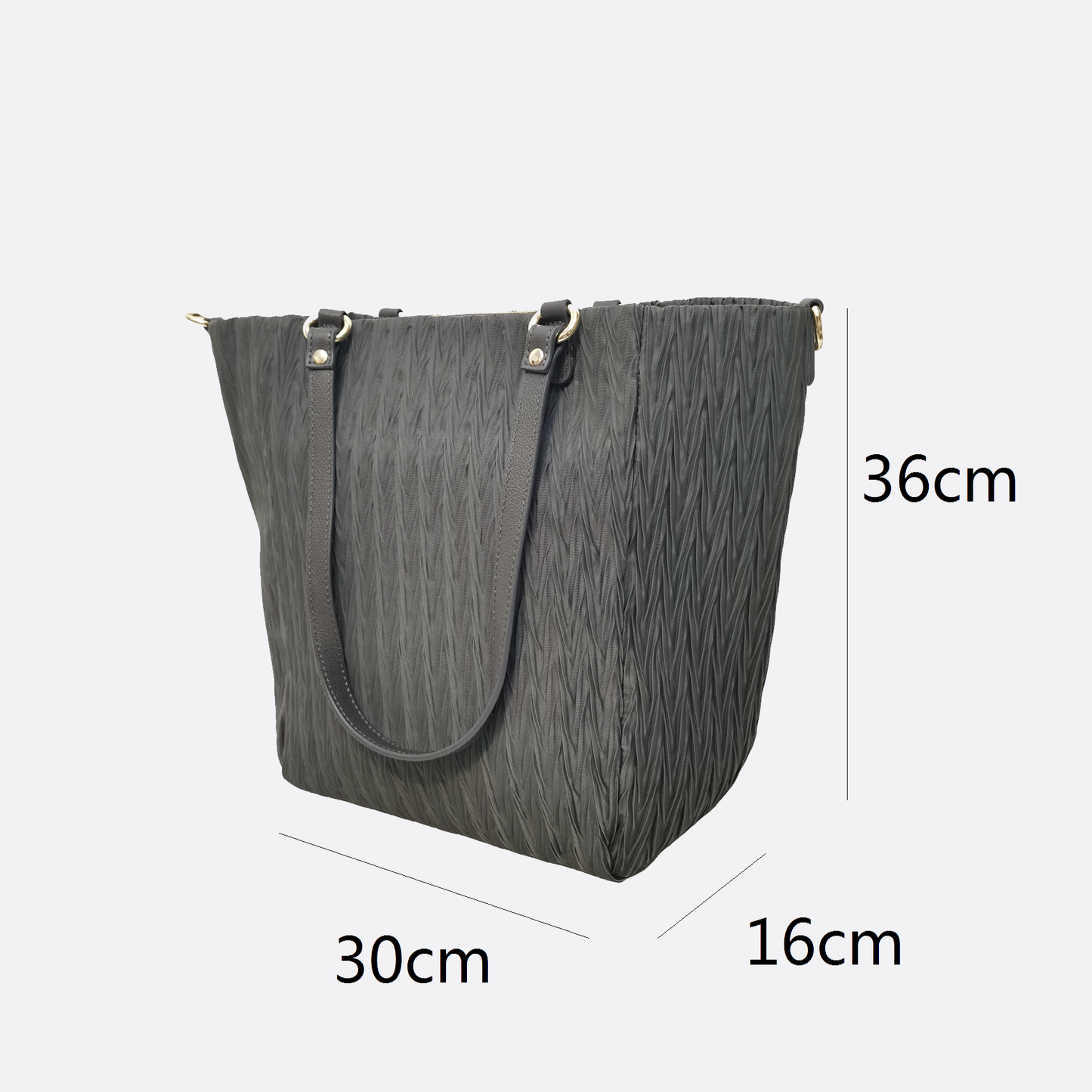 Women's nylon mix genuine cowhide leather Shopping Tote