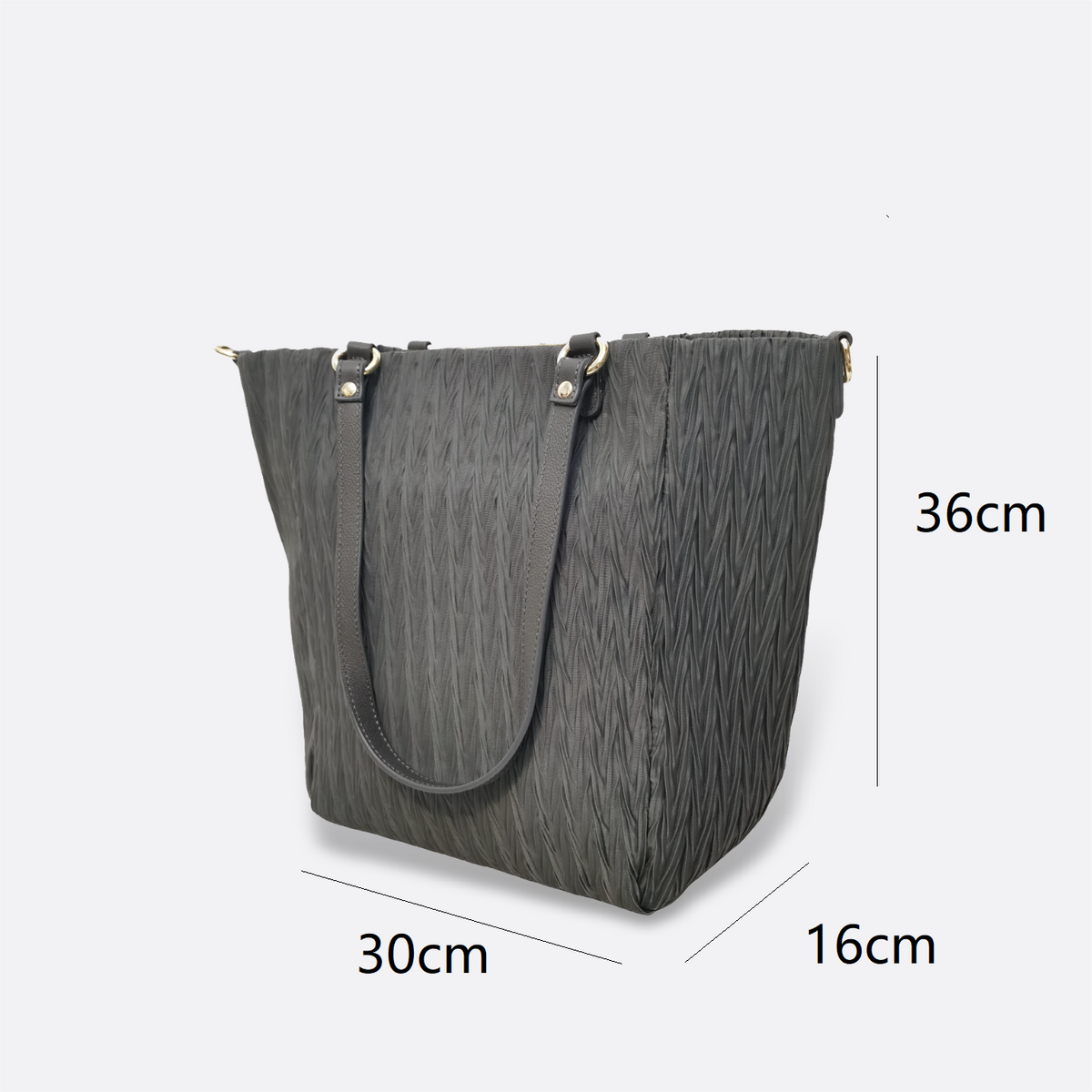 Women's nylon mix genuine cowhide leather Shopping Tote