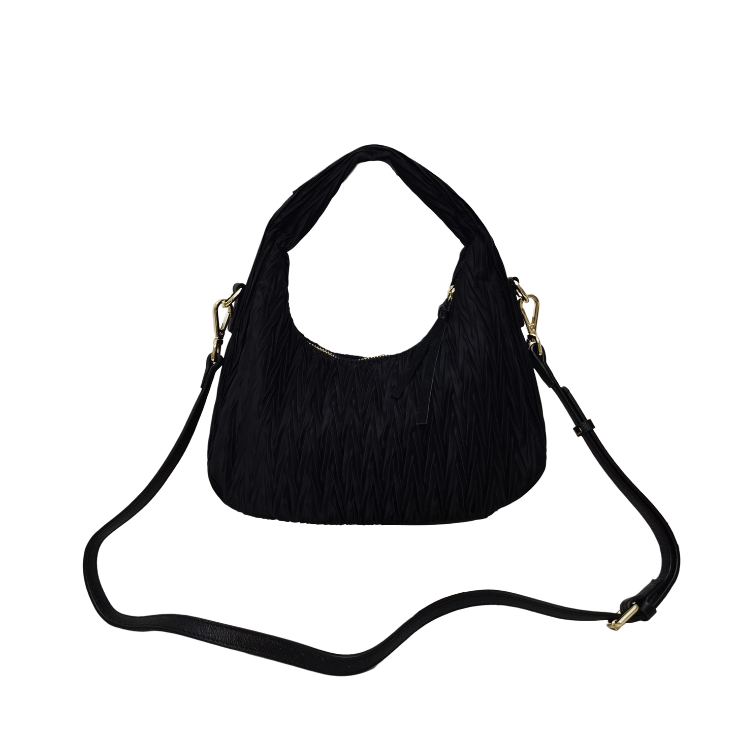 Women's nylon mix genuine cowhide leather Hobo handbag Dilla mini design