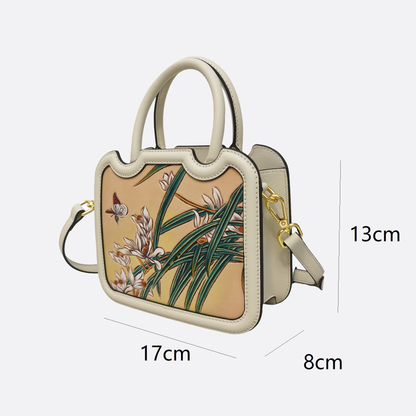 Women's genuine cowhide leather engraved handbag Potter Mini design