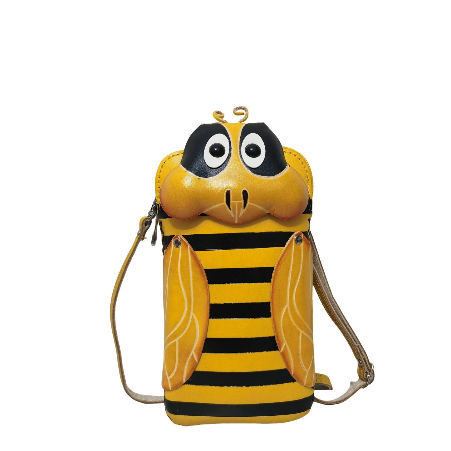 Children's cowhide leather long pouch Bee design