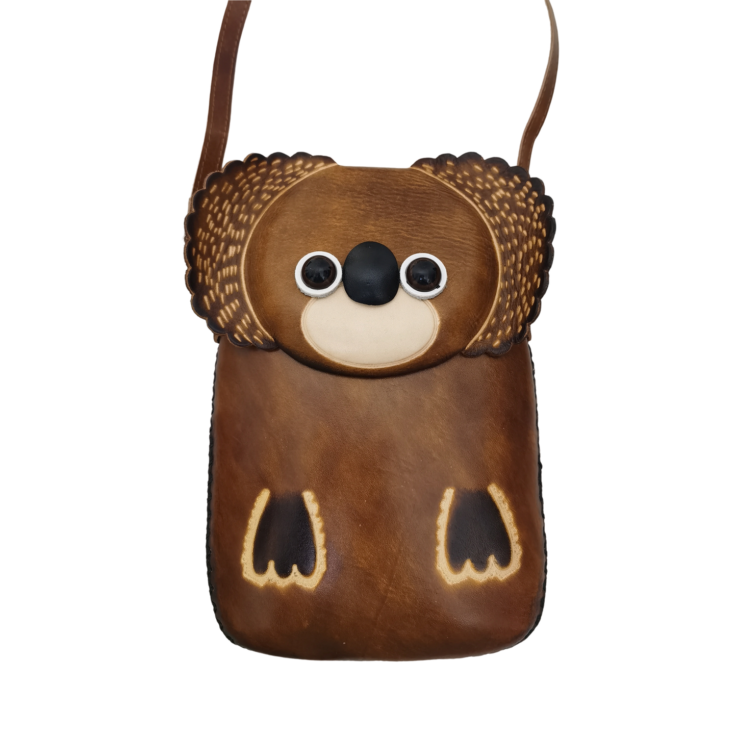 Children's cowhide leather long pouch Koala design