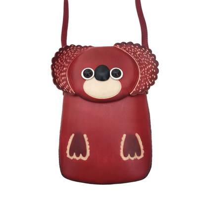 Children's cowhide leather long pouch Koala design