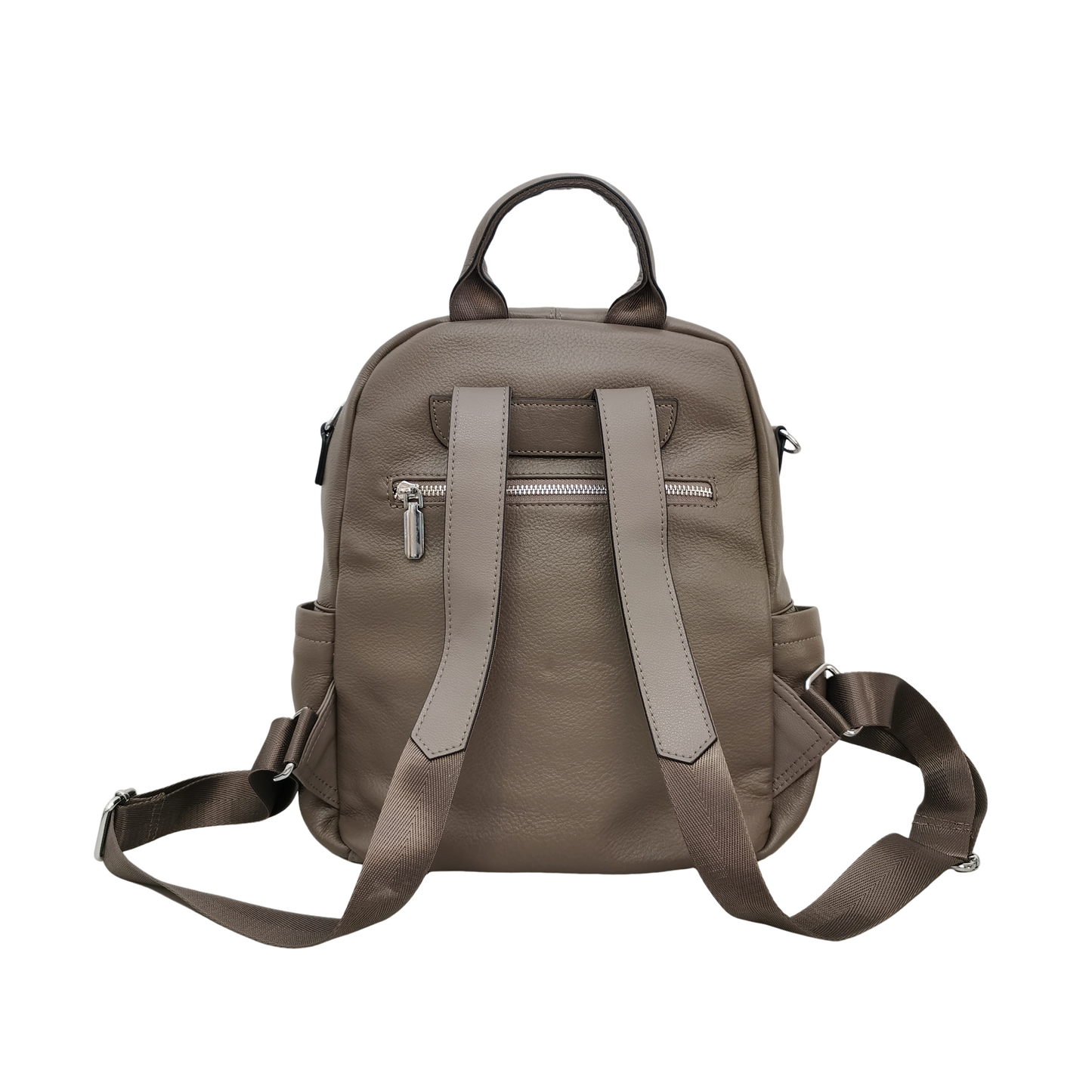 Women's multi zip cowhide leather backpack