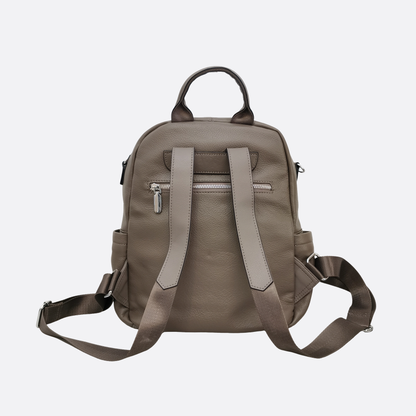 Women's multi zip cowhide leather backpack