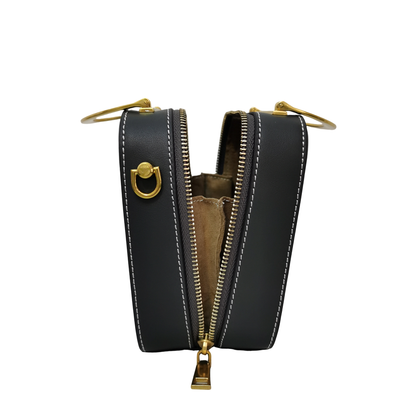 Women's genuine cowhide leather engraved handbag Square design