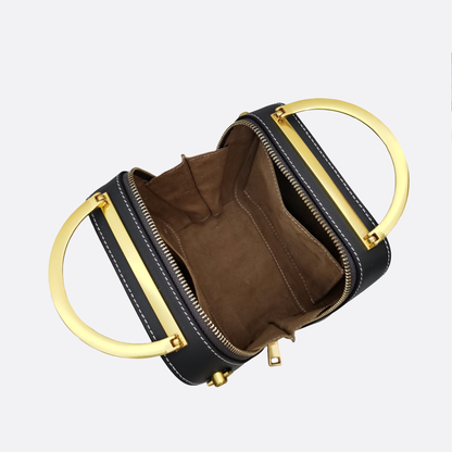 Women's genuine cowhide leather engraved handbag Square design