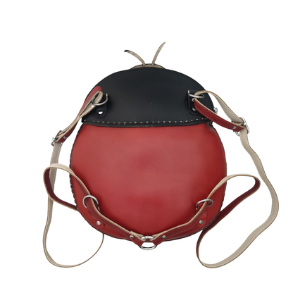 Children's cowhide leather backpack Ladybug design