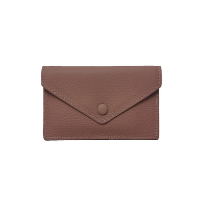 Women's genuine cowhide leather short card holder pouch Envelope design