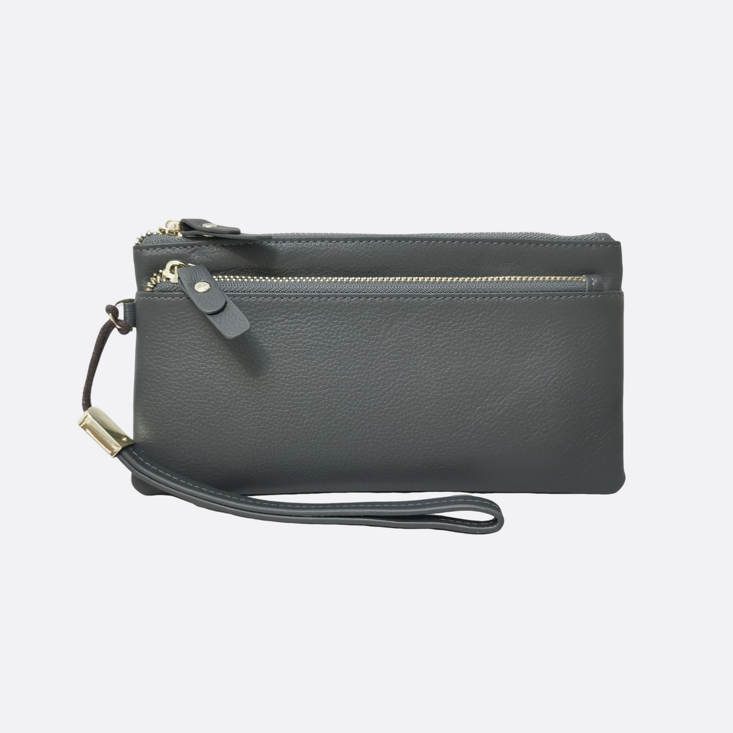 Women's genuine cowhide leather long card holder/pouch Triple zip design