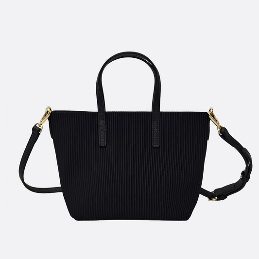 Women's nylon mix genuine cowhide leather handbag Ellipse design