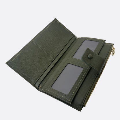 Women's genuine cowhide leather clasp long wallet