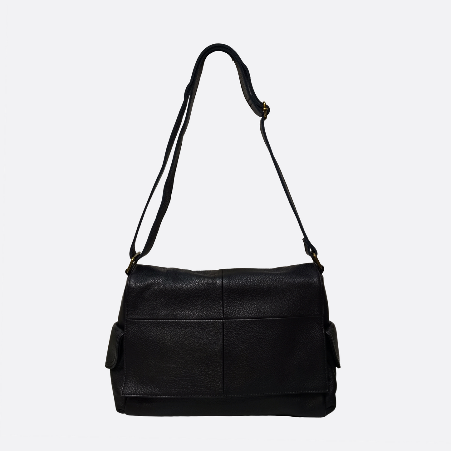Unisex genuine cowhide leather satchel messenger V2 sling bag handbag