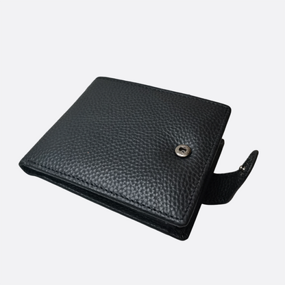 Women's and Men's unisex cowhide leather clasp flap wallet