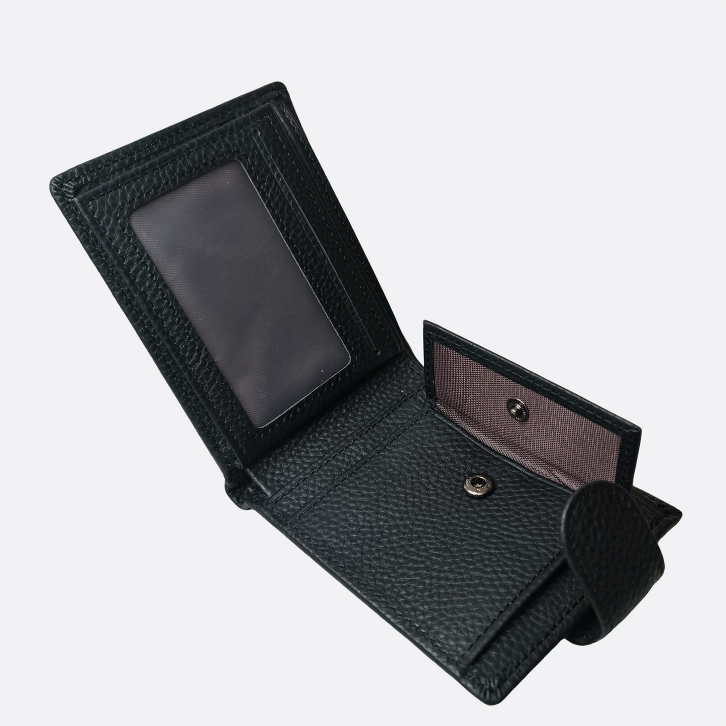 Women's and Men's unisex cowhide leather clasp flap wallet