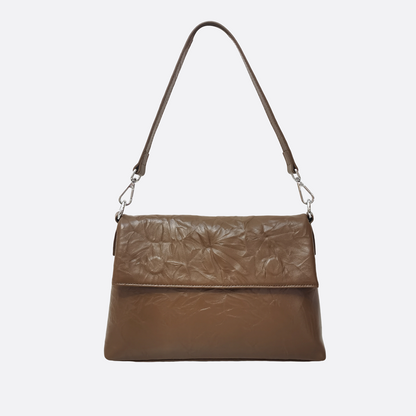 Women's genuine cowhide leather handbag crumbled 3-way messenger sling bag